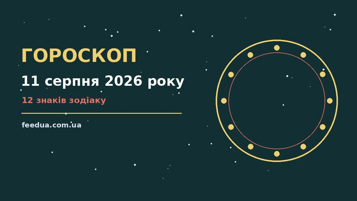 Зодіакальні знаки на тлі ранкового неба, ілюстрація до гороскопу на 11 серпня 2026 року