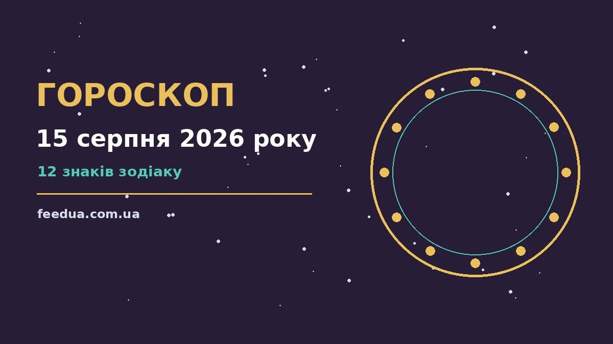 Астрономічний фон із зоряним небом і цифрою дати 15 серпня 2026 для гороскопу