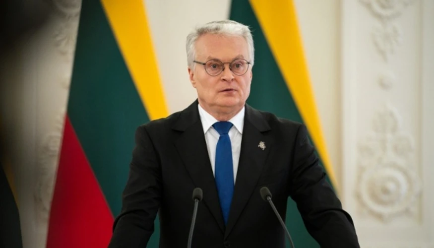 Президент Литви Гітанас Науседа під час пресконференції у Вільнюсі